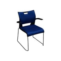 Global Duet Used Stack Chair with Padded Seat, Blue and Black