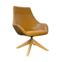 Encore Melina High Back Lounge Chair with Wood Swivel Base