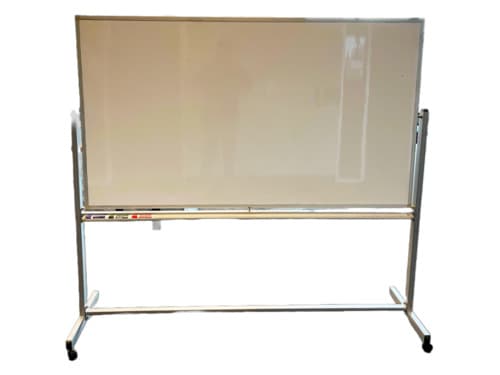 Mobile Reversible Whiteboard With Silver Frame