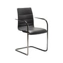 Brunner Fina meeting chair with a cantilever chrome base, upholstered in black leather