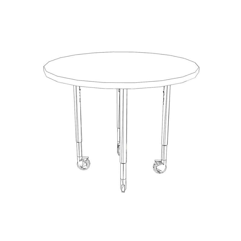 Round Flip Top Adj Table-Casters 36" Dia x 26"-33"H Platinum/Offwhite Laminate