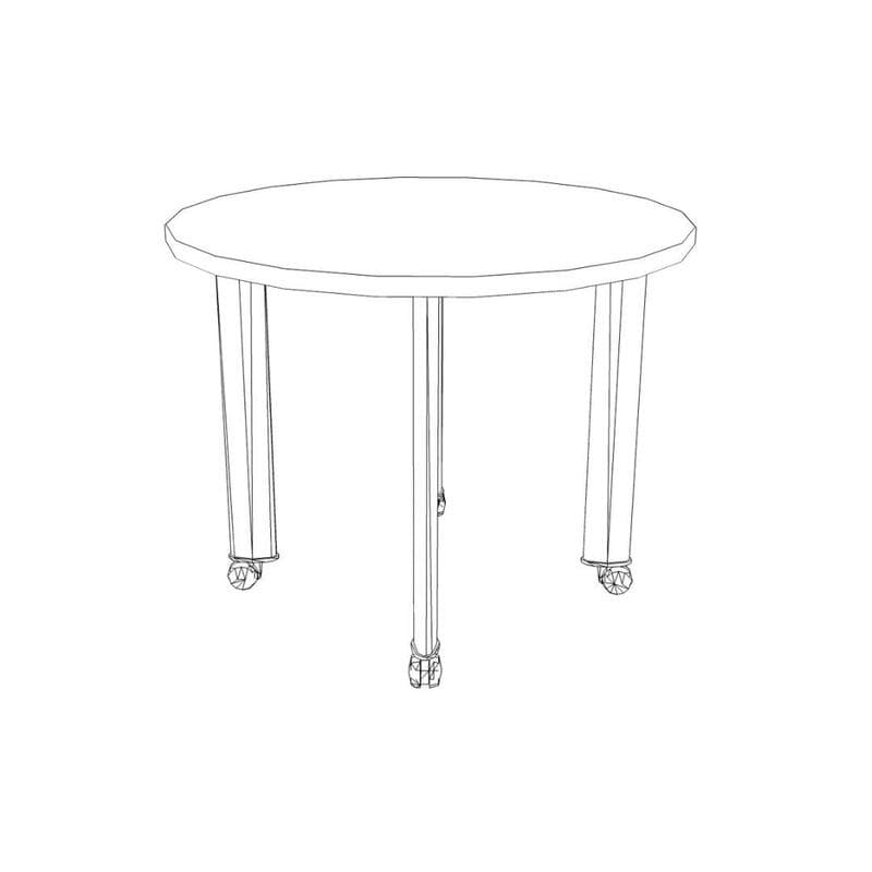 Mobile Table-Round, Casters 36" dia x 29"H Off white Laminate/Black