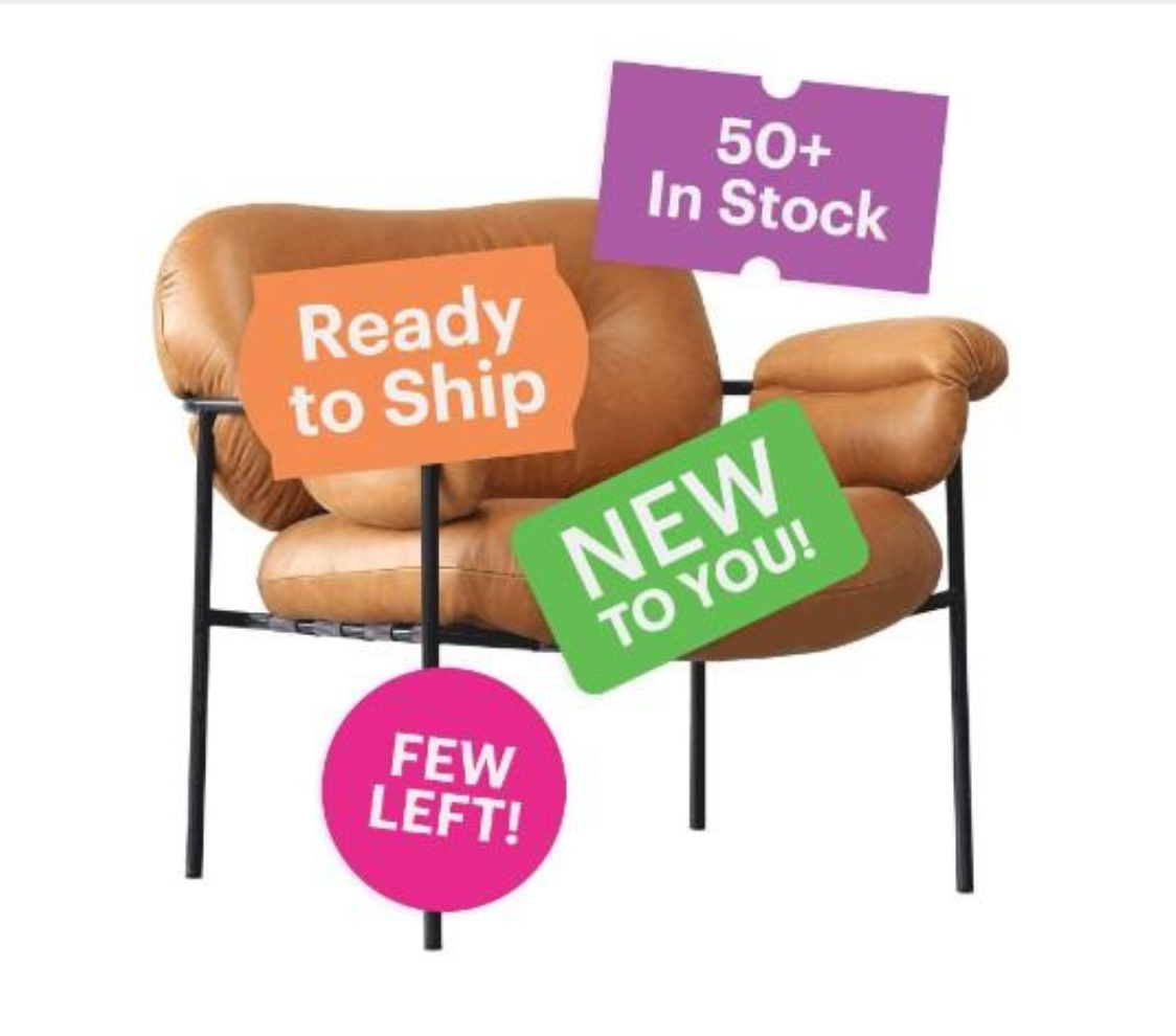 Second-life chair with marketplace stickers